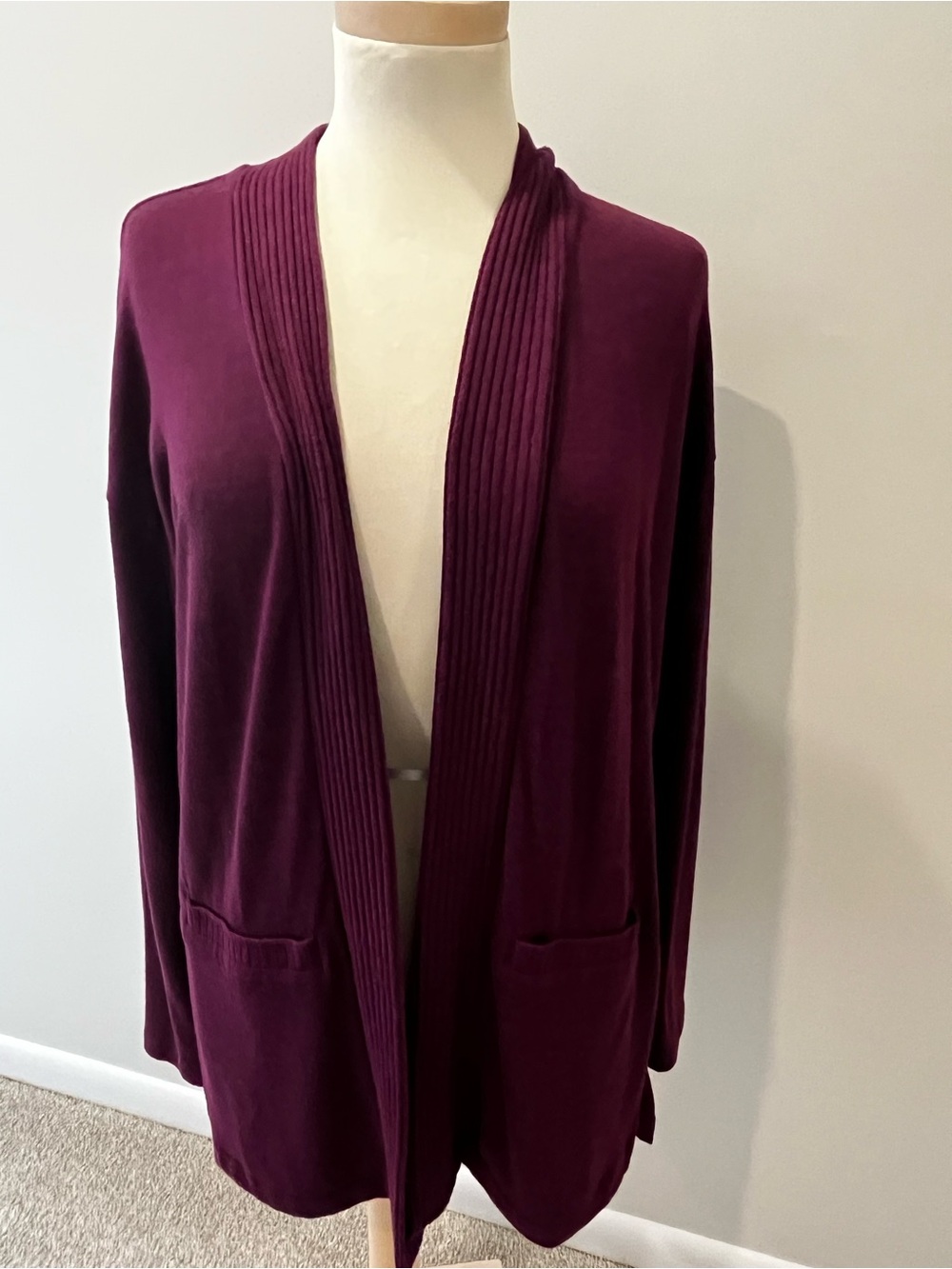 Banana Republic Deep Plum Open-Front Cardigan